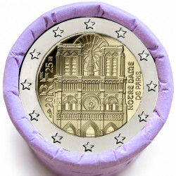 Rouleau de 25 pièces de 2 euros commémoratives – France 2025 – UNC – "Notre Dame de Paris" – recto
