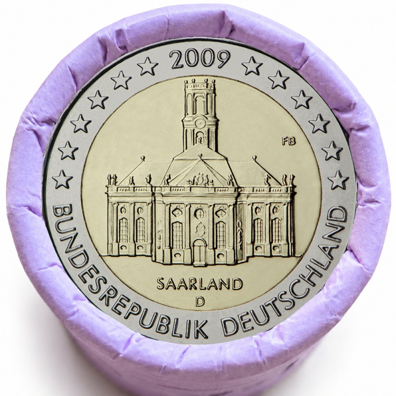Rouleau de 25 pièces de 2 euros commémoratives – Allemagne 2009 – recto