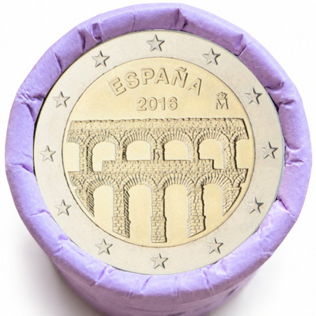 Rouleau de 25 pièces de 2 euros commémoratives – Espagne 2016 – SEGOVIA – recto