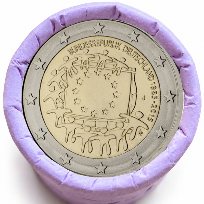 Rouleau de 25 pièces de 2 euros commémoratives – Allemagne 2015 – 30 ans du drapeau européen – recto