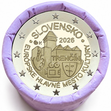Rouleau de 25 pièces de 2 euros commémoratives – Slovaquie 2026 – Trenčín, capitale de la culture – recto