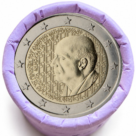 Rouleau de 25 pièces de 2 euros commémoratives – Grèce 2016 – Mitropoulos – recto
