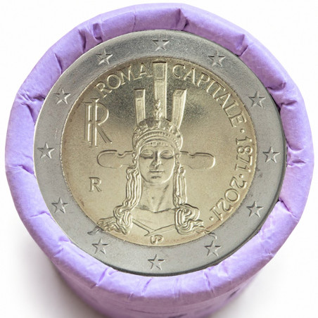Rouleau de 25 pièces de 2 euros commémoratives – Italie 2021 – Rome – recto
