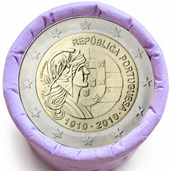 Rouleau de 25 pièces de 2 euros commémoratives – Portugal 2010 – recto