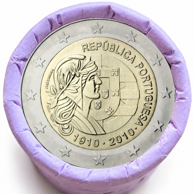 Rouleau de 25 pièces de 2 euros commémoratives – Portugal 2010 – recto
