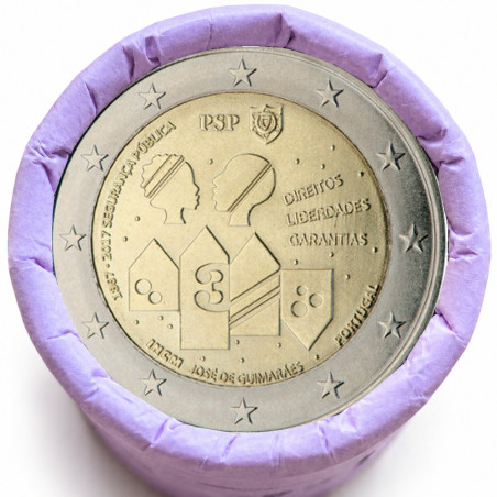 Rouleau de 25 pièces de 2 euros commémoratives – Portugal 2017 – Police – recto