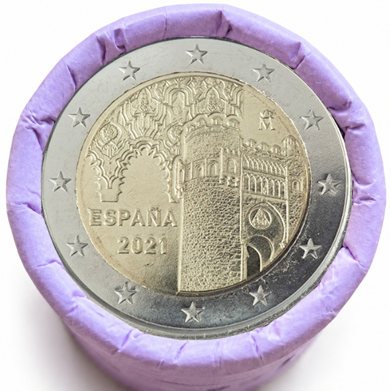 Rouleau de 25 pièces de 2 euros commémoratives – Espagne 2021 – Tolede – recto