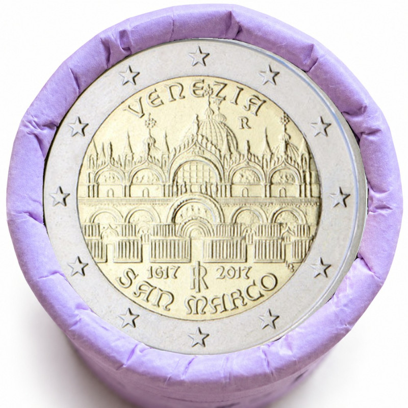 Rouleau de 25 pièces de 2 euros commémoratives – Italie 2017 – Venise – recto