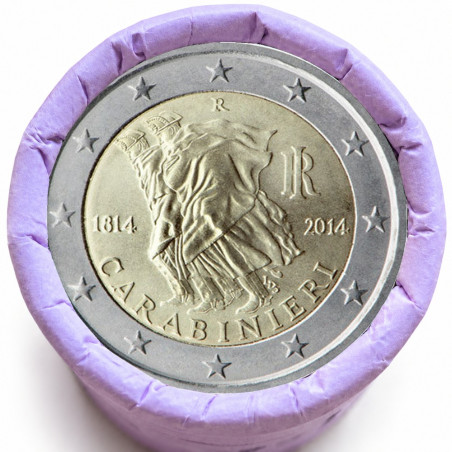 Rouleau de 25 pièces de 2 euros commémoratives – Italie 2014 – Carabinieri – recto