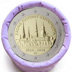 Rouleau de 25 pièces de 2 euros commémoratives – Lettonie 2014 – Riga – recto