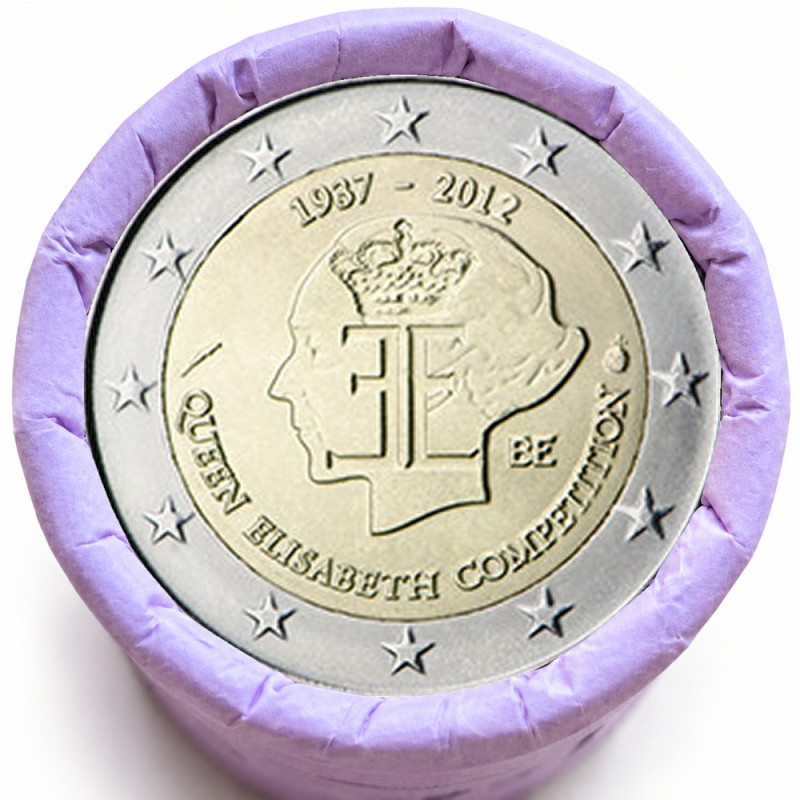 Rouleau de 25 pièces de 2 euros commémoratives – Belgique 2012 – recto