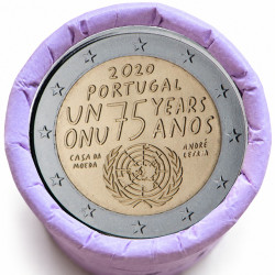 Rouleau de 25 pièces de 2 euros commémoratives – Portugal 2020 – ONU – recto