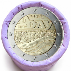 Rouleau de 25 pièces de 2 euros commémoratives – France 2014 – D Day – recto
