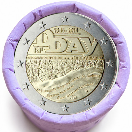 Rouleau de 25 pièces de 2 euros commémoratives – France 2014 – D Day – recto