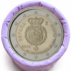 Rouleau de 25 pièces de 2 euros commémoratives – Espagne 2018 – Roi Felipe – recto