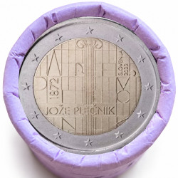 Rouleau de 25 pièces de 2 euros commémoratives – Slovénie 2022 – Plečnik – recto