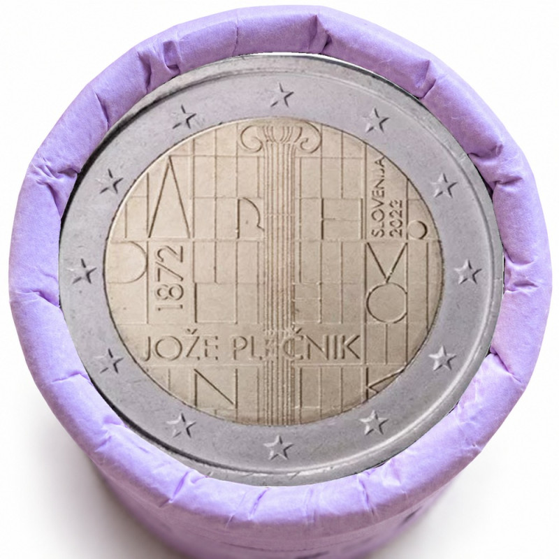 Rouleau de 25 pièces de 2 euros commémoratives – Slovénie 2022 – Plečnik – recto