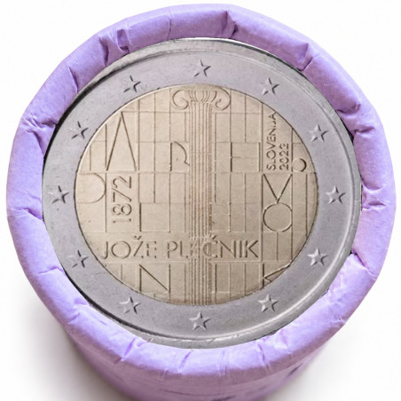 Rouleau de 25 pièces de 2 euros commémoratives – Slovénie 2022 – Plečnik – recto