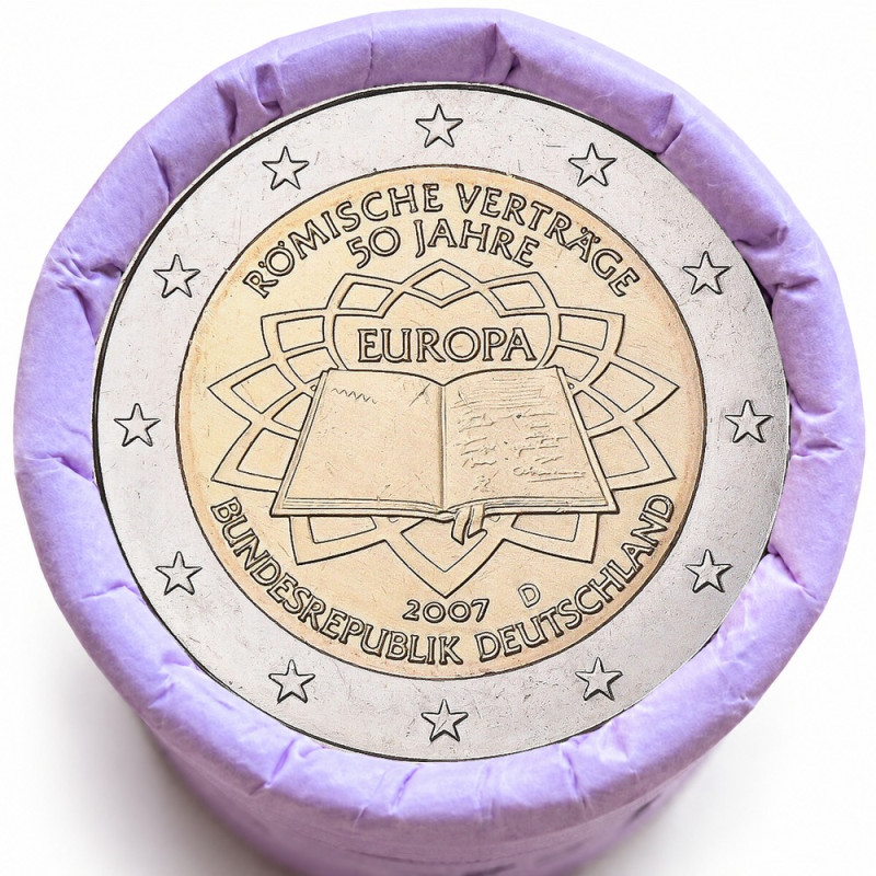 Rouleau de 25 pièces de 2 euros commémoratives – Allemagne 2007 – Traité de Rome – recto