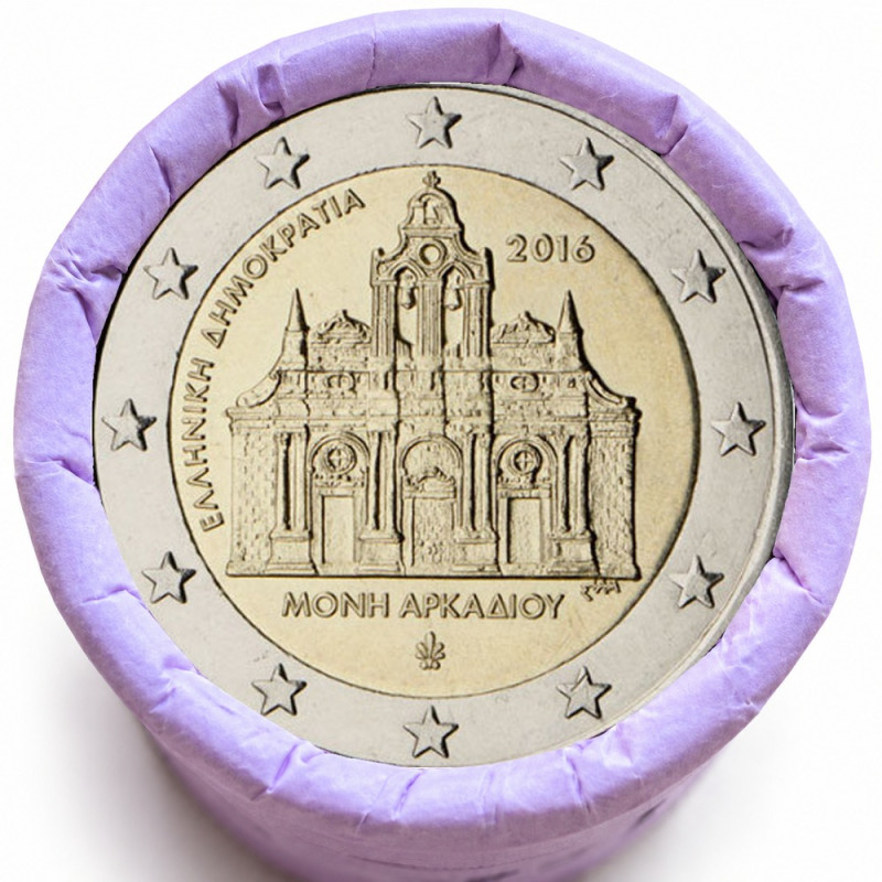 Rouleau de 25 pièces de 2 euros commémoratives – Grèce 2016 – Monastère – recto