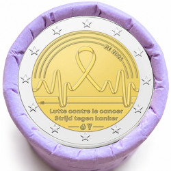 Rouleau de 25 pièces de 2 euros commémoratives – Belgique 2024 – Lutte contre le cancer – recto