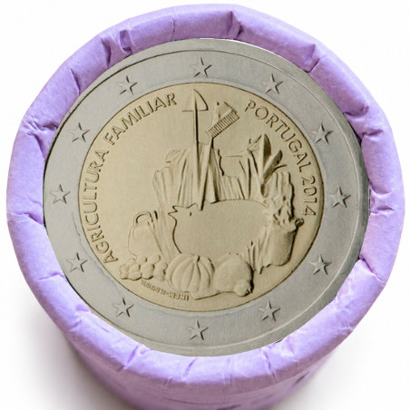 Rouleau de 25 pièces de 2 euros commémoratives – Portugal 2014 – Agriculture – recto