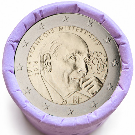 Rouleau de 25 pièces de 2 euros commémoratives – France 2016 – Mitterrand – recto