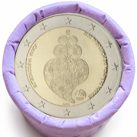 Rouleau de 25 pièces de 2 euros commémoratives – Portugal 2016 – JO – recto