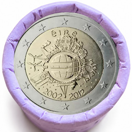 Rouleau de 25 pièces de 2 euros commémoratives – Irlande 2012 – 10 ans de l'euro – recto