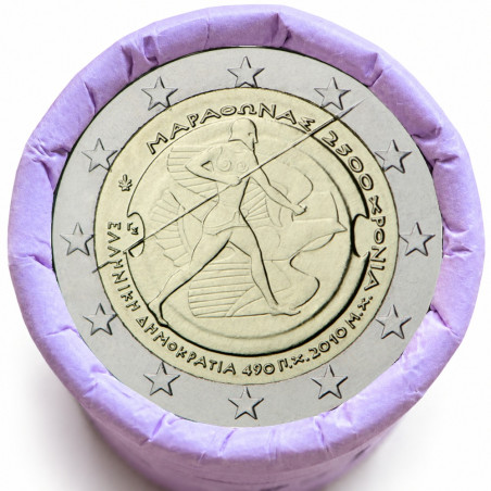 Rouleau de 25 pièces de 2 euros commémoratives – Grèce 2010 – recto