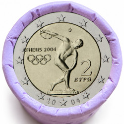 Rouleau de 25 pièces de 2 euros commémoratives – Grèce 2004 – recto
