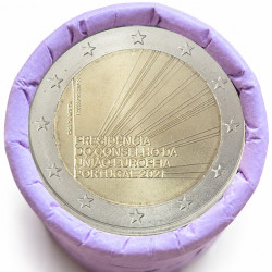 Rouleau de 25 pièces de 2 euros commémoratives – Portugal 2021 – Présidence – recto