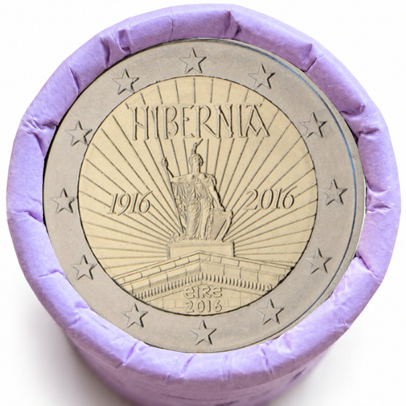 Rouleau de 25 pièces de 2 euros commémoratives – Irlande 2016 – Hibernia – recto
