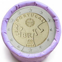 Rouleau de 25 pièces de 2 euros commémoratives – Portugal 2014 – Révolution des Œillets – recto