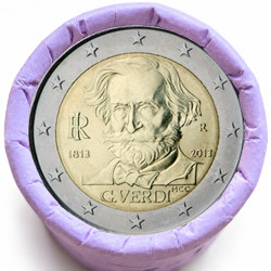 Rouleau de 25 pièces de 2 euros commémoratives – Italie 2013 – Giuseppe Verdi – recto