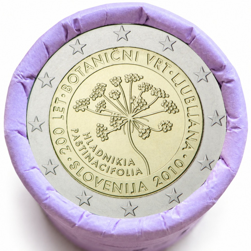 Rouleau de 25 pièces de 2 euros commémoratives – Slovénie 2010 – recto