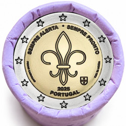 Rouleau de 25 pièces de 2 euros commémoratives – Portugal 2025 – Scoutisme international – recto