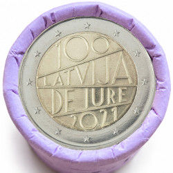 Rouleau de 25 pièces de 2 euros commémoratives – Lettonie 2021 – "100 ans" – recto