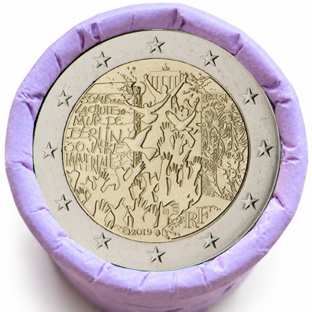 Rouleau de 25 pièces de 2 euros commémoratives – France 2019 – Mur de Berlin – recto