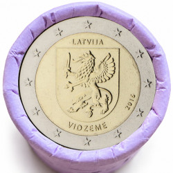 Rouleau de 25 pièces de 2 euros commémoratives – Lettonie 2016 – Vidzeme – recto