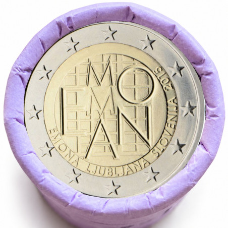 Rouleau de 25 pièces de 2 euros commémoratives – Slovénie 2015 – EMONA – recto
