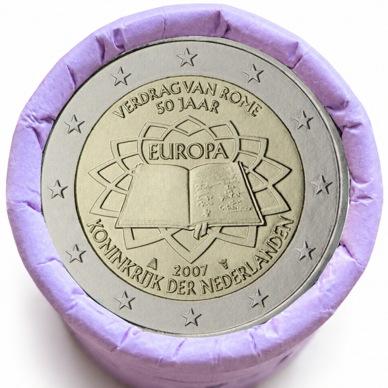 Rouleau de 25 pièces de 2 euros commémoratives – Pays-Bas 2007 – Traité de Rome – recto