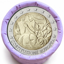 Rouleau de 25 pièces de 2 euros commémoratives – Italie 2005 – recto