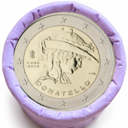 Rouleau de 25 pièces de 2 euros commémoratives – Italie 2016 – Donatello – recto