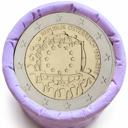 Rouleau de 25 pièces de 2 euros commémoratives – Autriche 2015 – 30 ans du drapeau européen – recto