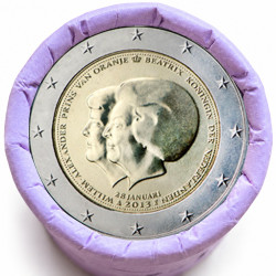 Rouleau de 25 pièces de 2 euros commémoratives – Pays-Bas 2013 – double portrait – recto