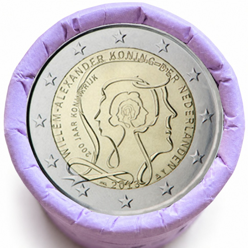 Rouleau de 25 pièces de 2 euros commémoratives – Pays-Bas 2013 – Anniversaire de la royauté – recto