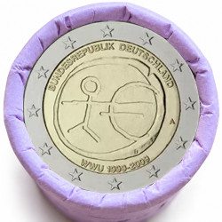 Rouleau de 25 pièces de 2 euros commémoratives – Allemagne 2009 – 10 ans de la zone euro – recto
