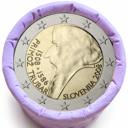 Rouleau de 25 pièces de 2 euros commémoratives – Slovénie 2008 – recto