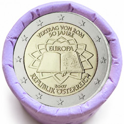 Rouleau de 25 pièces de 2 euros commémoratives – Autriche 2007 – Traité de Rome – recto